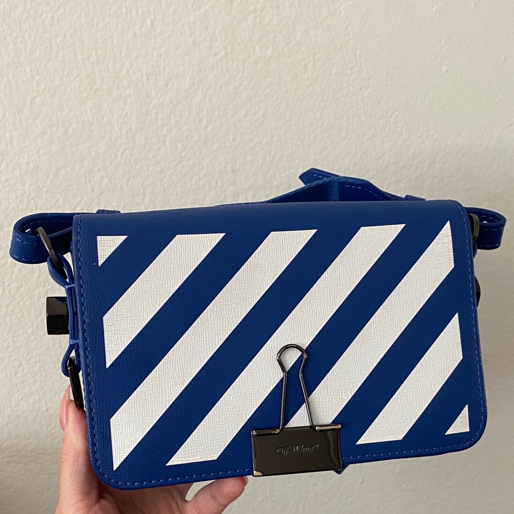 off white Diagonal Mini Flap Bag
Blue/White